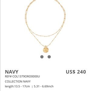 NWT BRAND NEW Uno de 50 Gold Navy Necklace